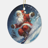 Snowboarding Santa Keramisch Ornament (Links)