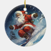 Snowboarding Santa Keramisch Ornament (Achterkant)