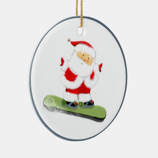 Snowboarding Santa Keramisch Ornament (Rechts)