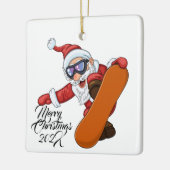 Snowboarding Santa  Keramisch Ornament (Links)