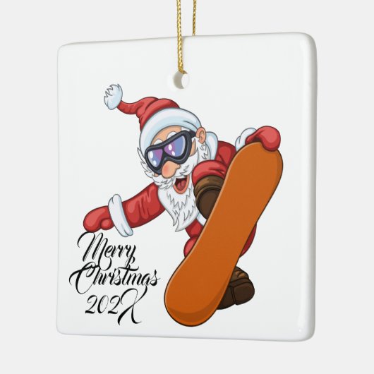 Snowboarding Santa  Keramisch Ornament (Links)