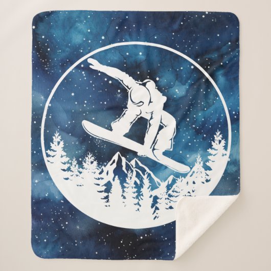 Snowboarding Sherpa Blanket Deken (Voorkant)