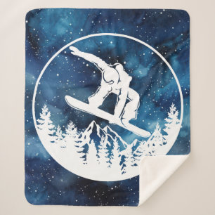 Snowboarding Sherpa Blanket Sherpa Deken