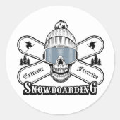 Snowboarding Skull Graphic Ronde Sticker (Voorkant)