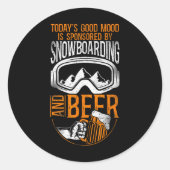 Snowboarding Snowboard  Beer Ronde Sticker (Voorkant)