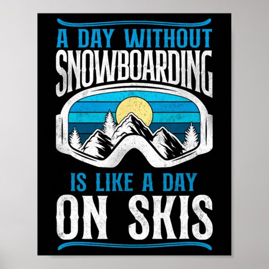 Snowboarding Snowboard  Retro Ski Skiing Go Poster (Voorkant)