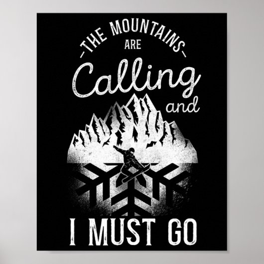 Snowboarding Snowboard Ski Skiing Mountain Snowfla Poster (Voorkant)