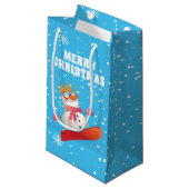 Snowboarding Snowman Wine Gift Bag Klein Cadeauzakje (Voorkant Gekanteld)