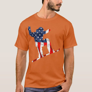 Snowboarding Sport USA Retro American Flag 4th of T-shirt
