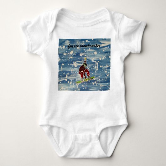 Snowboarding themed baby vest romper (Voorkant)