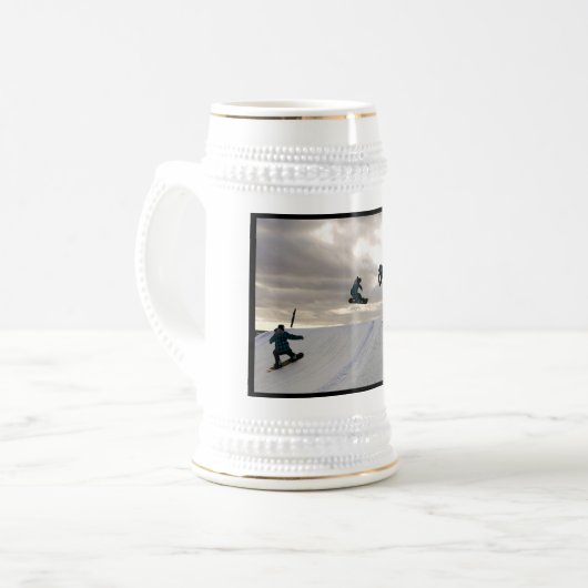 Snowboarding Tricks Beer Stein Bierpul (Voorkant links)
