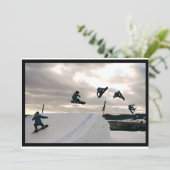 Snowboarding Tricks Invitation Kaart (Staand voorkant)