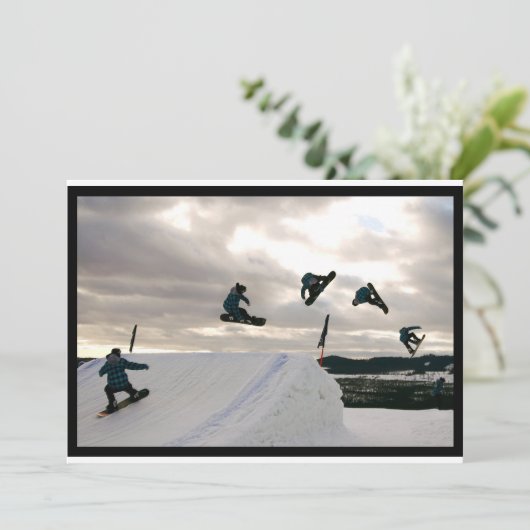 Snowboarding Tricks Invitation Kaart (Staand voorkant)