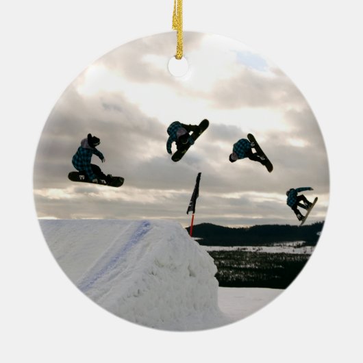 Snowboarding Tricks Ornaments Keramisch Ornament (Achterkant)