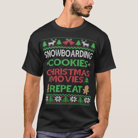 Snowboarding Ugly kerstdesign Funny Snowboard T-shirt (Voorkant)