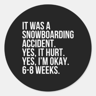Snowboardingongeval 6-8 weken grappig verbroken ronde sticker