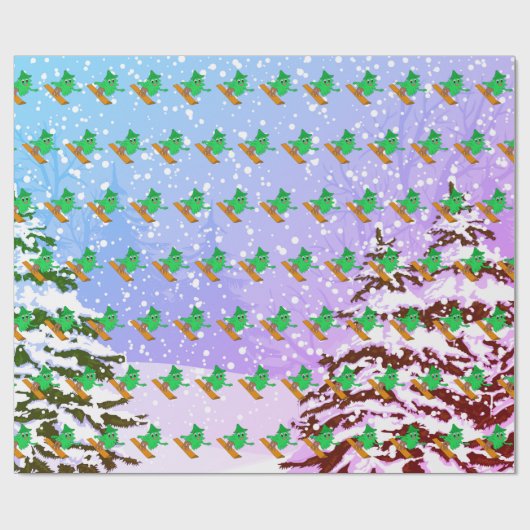Snowboardkerstboom Cadeaupapier (Vlak)