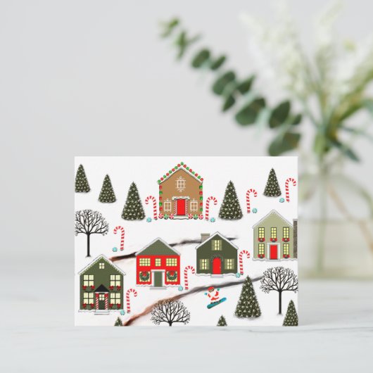 SnowboardkerstKerstmis Feestdagenkaart (Staand voorkant)