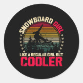 Snowboardmeisje als een normaal meisje, maar koele ronde sticker (Voorkant)