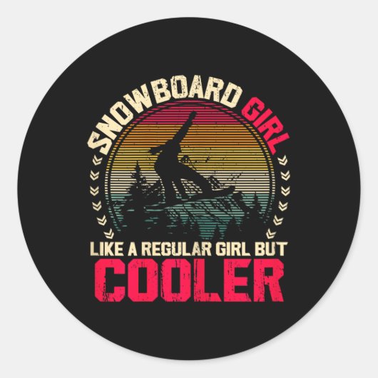 Snowboardmeisje als een normaal meisje, maar koele ronde sticker (Voorkant)