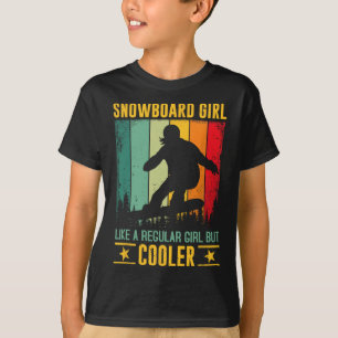 Snowboardmeisje als een normaal meisje, maar koele t-shirt