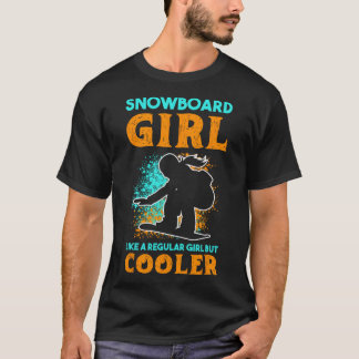 Snowboardmeisje als een normaal meisje, maar koele t-shirt