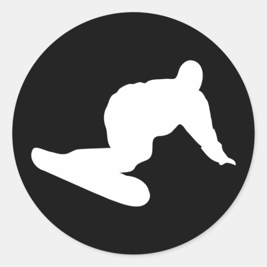 snowboardpictogram ronde sticker (Voorkant)