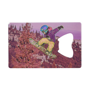 Snowboardschilderij Creditkaart Flessenopener