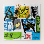 Snowboardtypografie: achtergrond van extreem Kind. Legpuzzel (Horizontaal)
