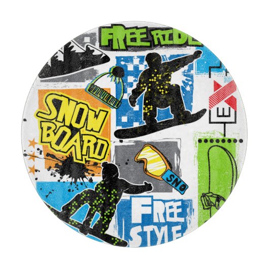Snowboardtypografie: achtergrond van extreem Kind. Snijplank (Voorkant)