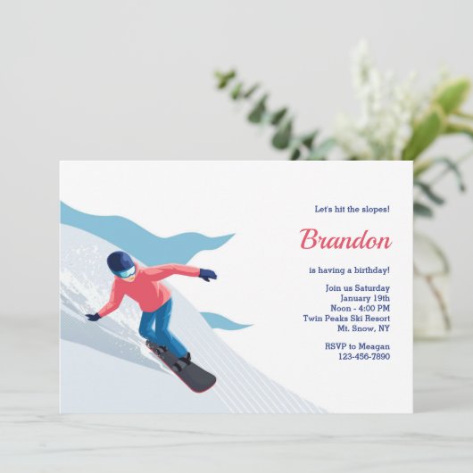 Snowboarduitnodigingen Kaart (Staand voorkant)