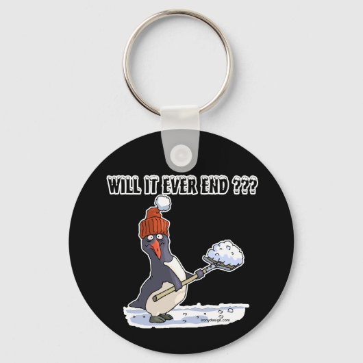 Snowbound Penguin Shoveling Sleutelhanger (Voorkant)