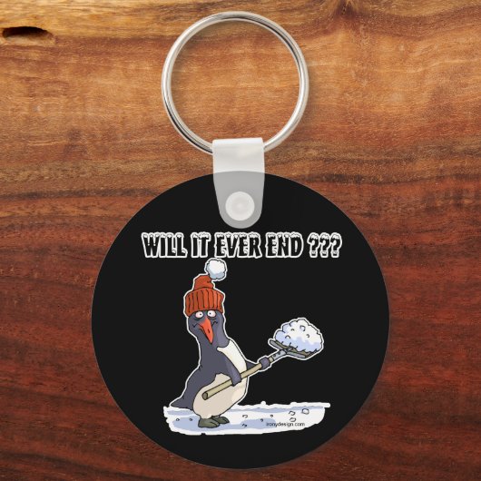 Snowbound Penguin Shoveling Sleutelhanger (Achterkant)