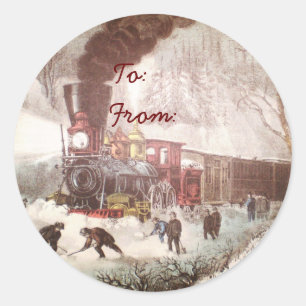 Snowbound Train Gift Label Stickers
