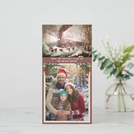 Snowbound Train Photocard Vakantie Kaart (Staand voorkant)