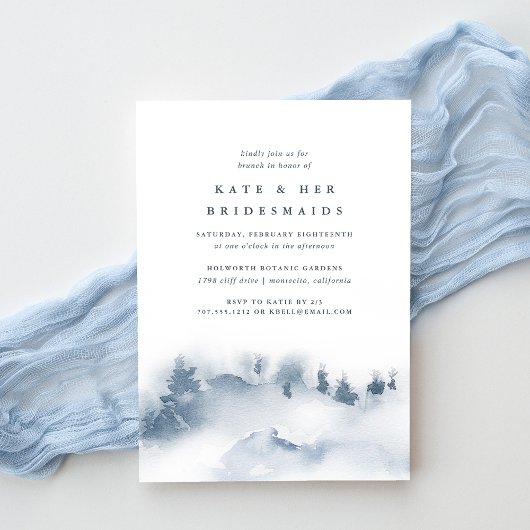 Snowbound | Winter Bridesmaids Brunch Invitation Kaart