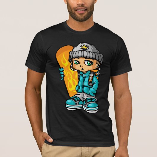 Snowboy en mp3 t-shirt (Voorkant)
