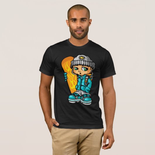 Snowboy en mp3 t-shirt (Voorkant volledig)
