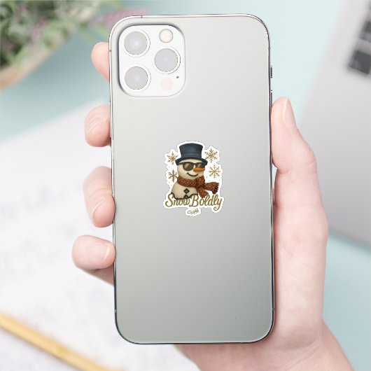 SnowBuddy Glitter Snowman Sticker (Telefoon)