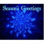 Snowburst - Groeten van het seizoen Fotobeeldje Magneet<br><div class="desc">Een zwerm blauwe fractale sneeuwvlokken. De tekst met de tekst "Seizoensgroeten" staat in blauw en wit gloeiend blauw.</div>