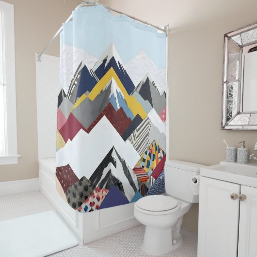 Snowcap Mountains Douchegordijn (In situ)