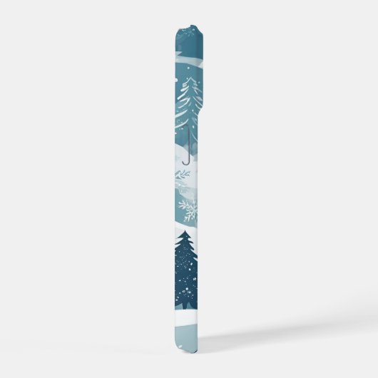 Snowcapped Bergen Met Pijnbomen En Sneeuw iPhone 15 Case (Rechterkant)