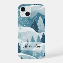 Snowcapped Bergen Met Pijnbomen En Sneeuw iPhone 15 Case