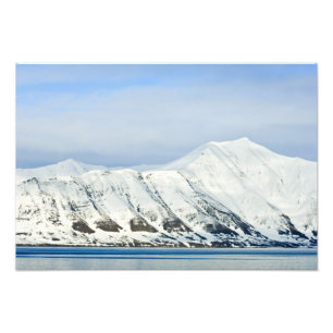 Snowcapped peaks Woodfjord Svalbard 2 Foto Afdruk