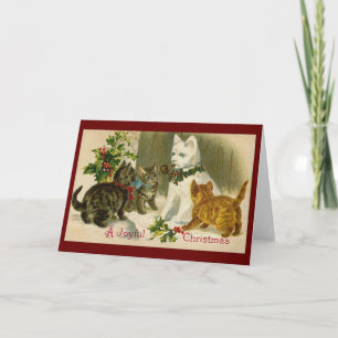 SNOWCAT-kattensneeuw VINTAGE CHRISTMAS-kaart Feestdagen Kaart