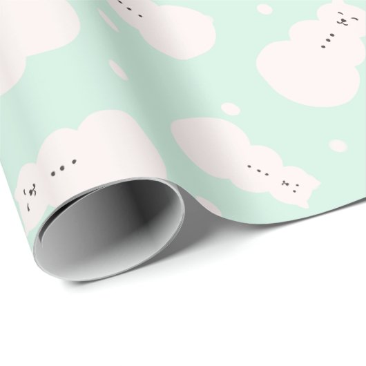 SnowCat Wrap Mint Cadeaupapier (Rol Hoek)