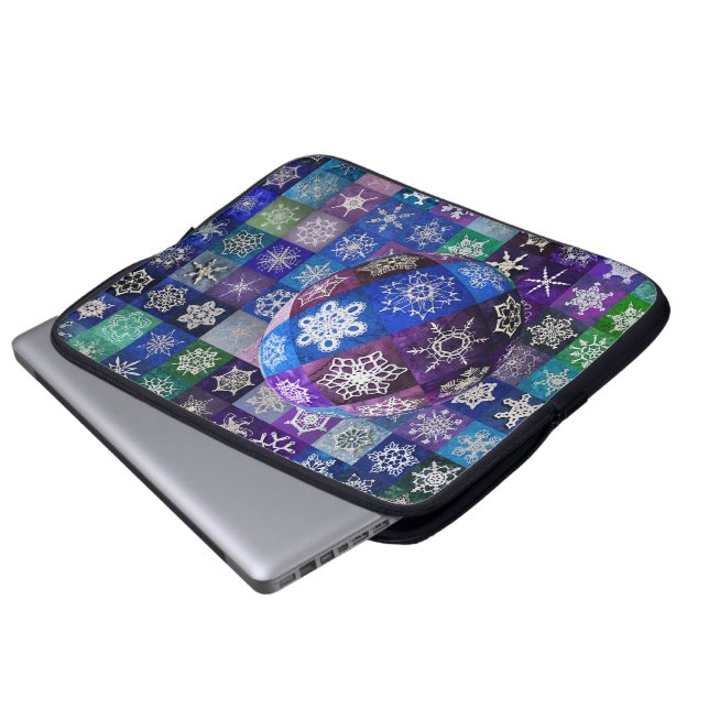 Snowcatcher Snowflake Temperature Quilt Laptop Sleeve (Voorkant onderkant)