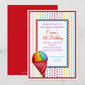 Snowcone en Polka Dots Birthday Invitations Kaart (Voorkant / Achterkant)