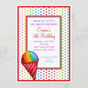 Snowcone en Polka Dots Birthday Invitations Kaart
