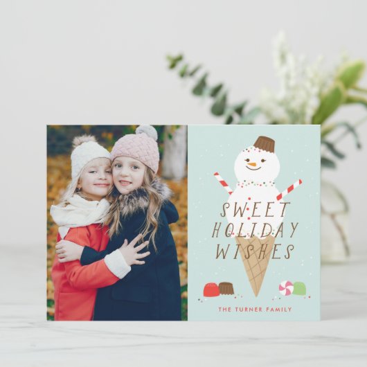 Snowcone-fotokerstkaart Aankondiging (Staand voorkant)